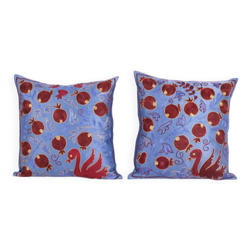 Set of 2 vintage embroidered cushion covers 46x46 cm