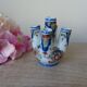 Old small flower vase, Rouen earthenware, hand-painted, miniature vase