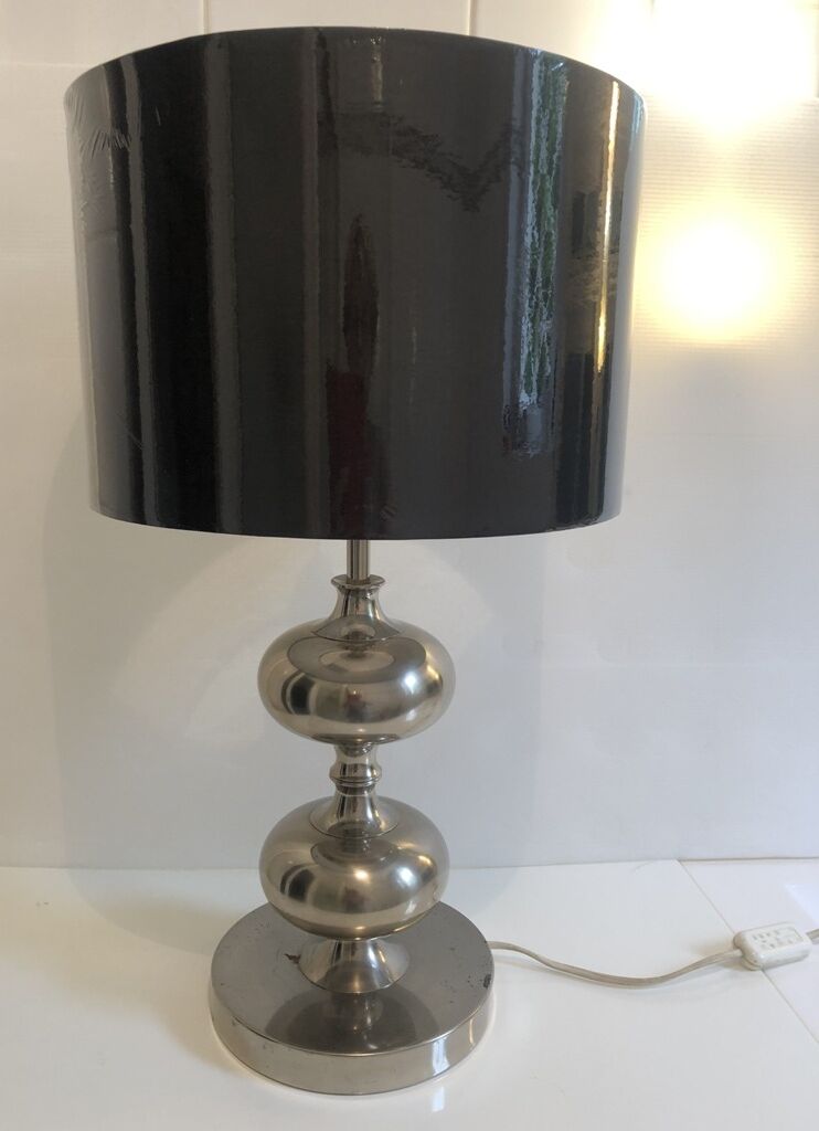 Large chrome table lamp with foot balls, 60s-70s