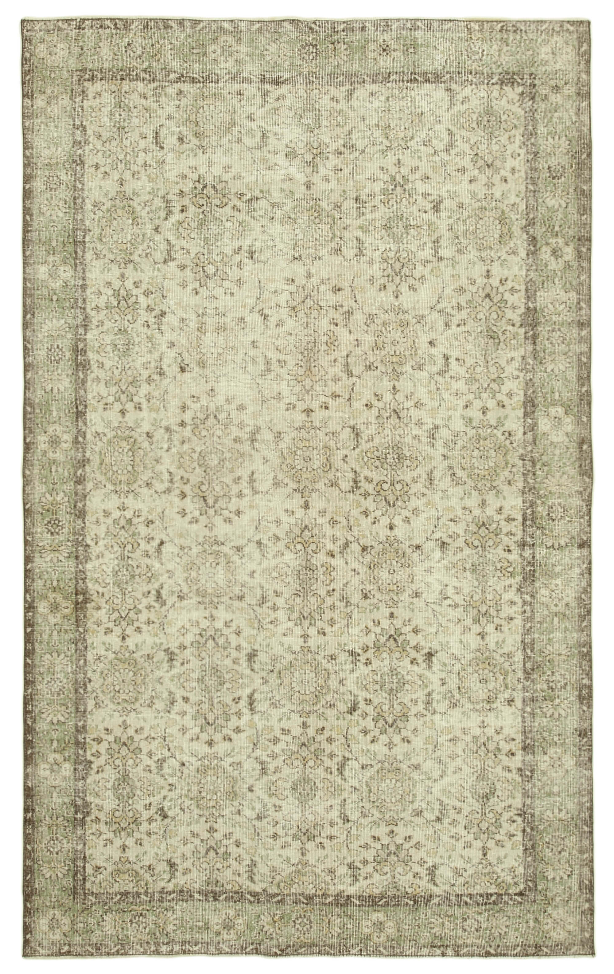 Hand-knotted decorative turkish beige rug 196 cm x 311 cm