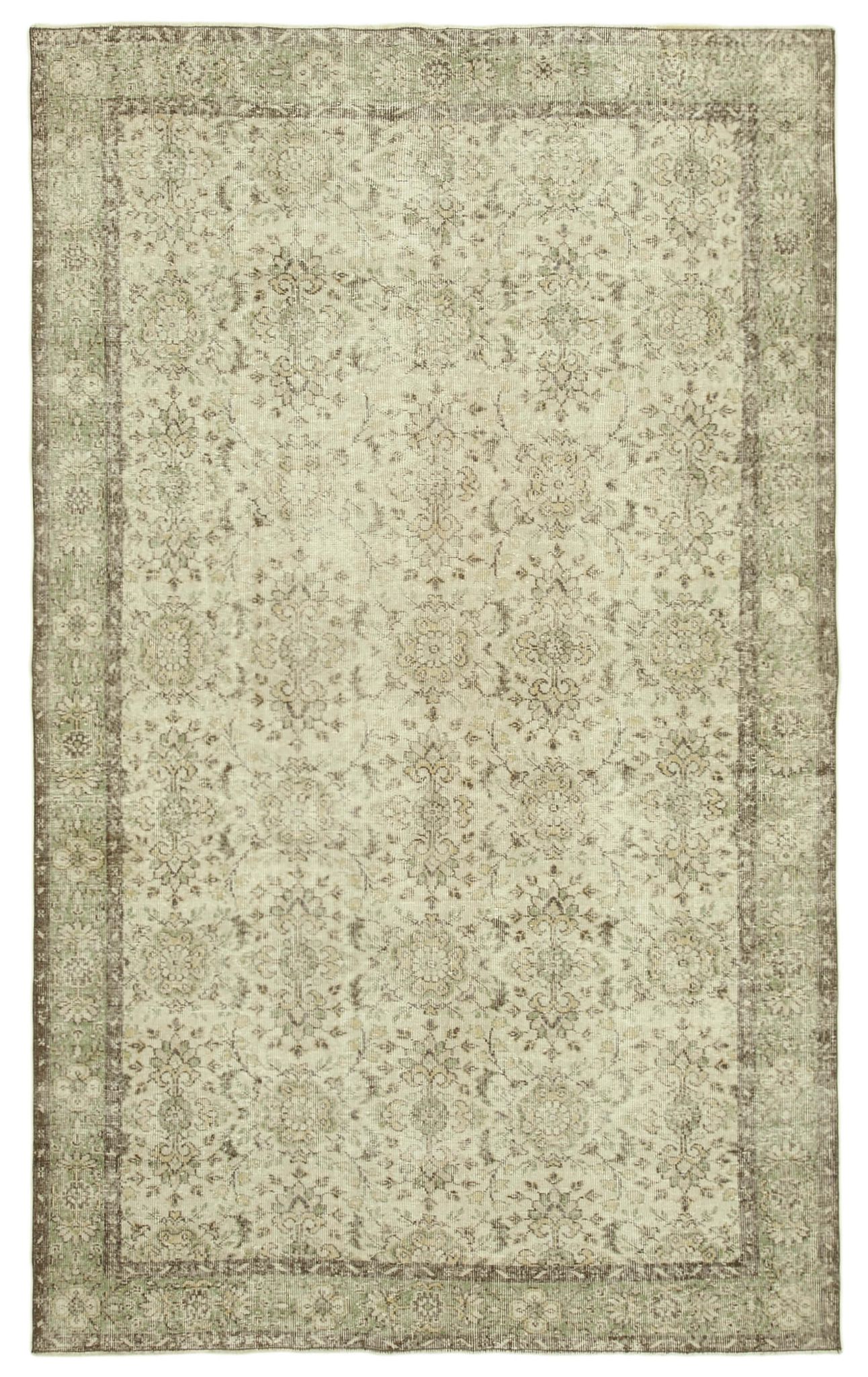 Hand-knotted decorative turkish beige rug 196 cm x 311 cm