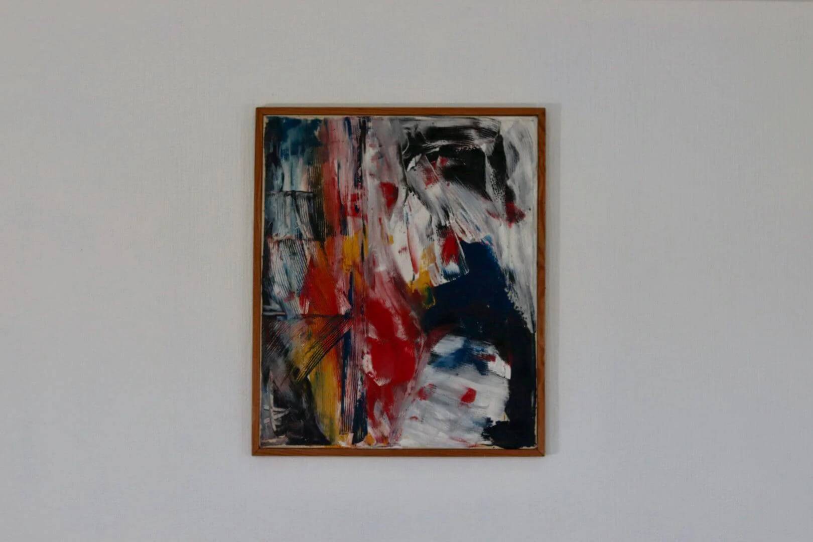 Original Swedish Oil on Canvas – “Abstract” by KB – Vintage & Framed  49 ×