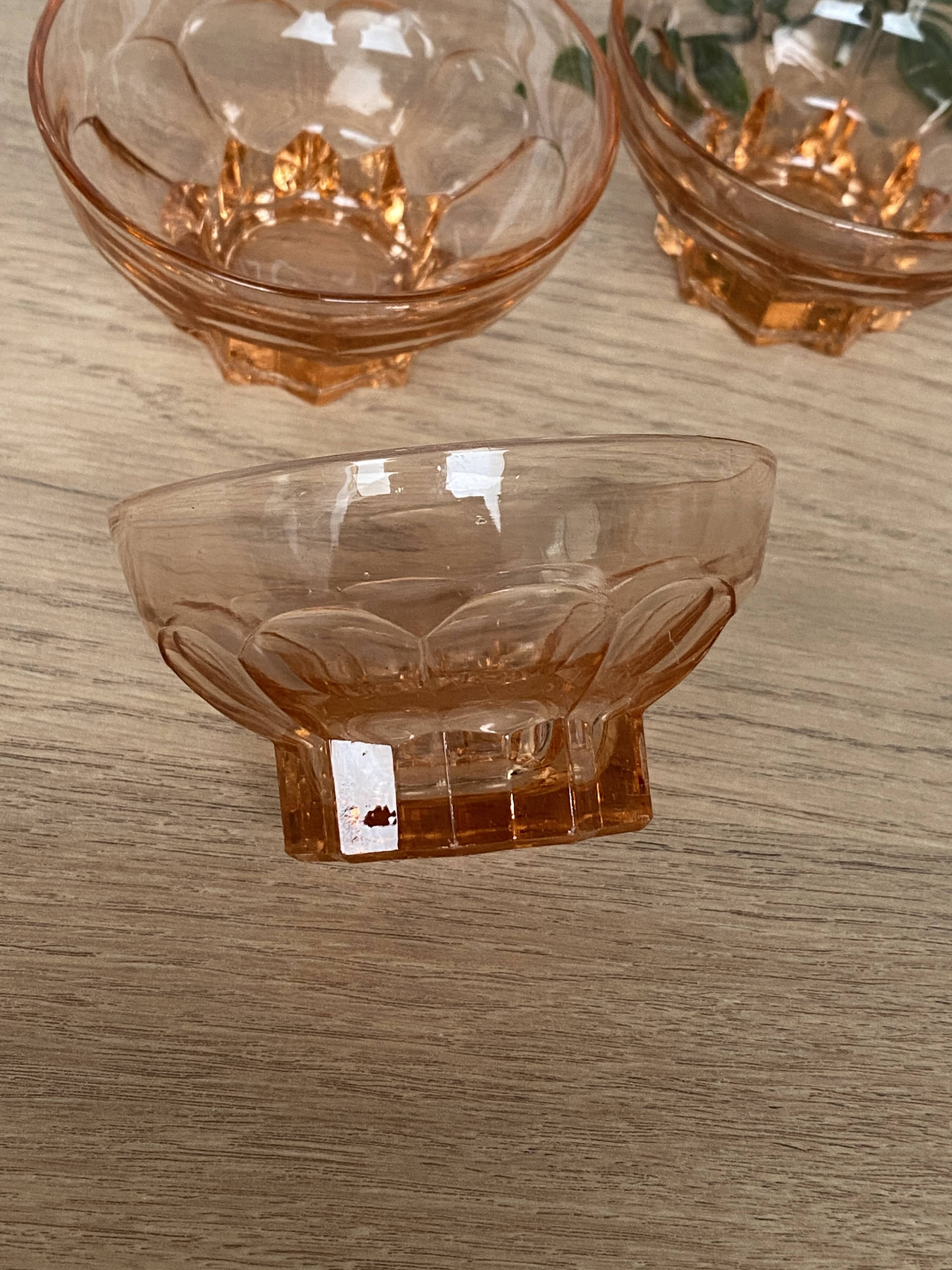 Set of 6 pink star luminarc cups