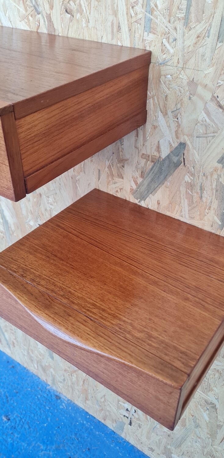 Pair of teak hanging bedside tables