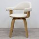 Opjet swivel chair in white faux leather and wood
