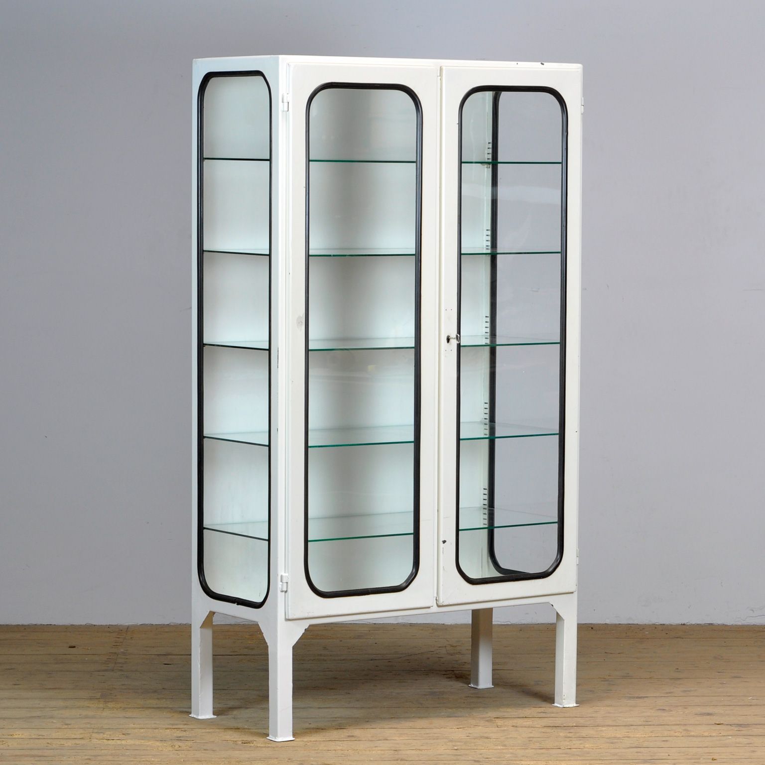 Glass & Iron Medical Cabinet, 1970s