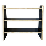 Italian Art Deco Bookcase in Parchment and Black Lacquer