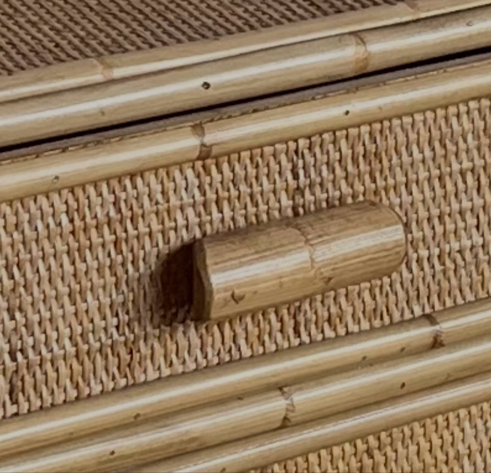 Vintage woven rattan bamboo chest of drawers