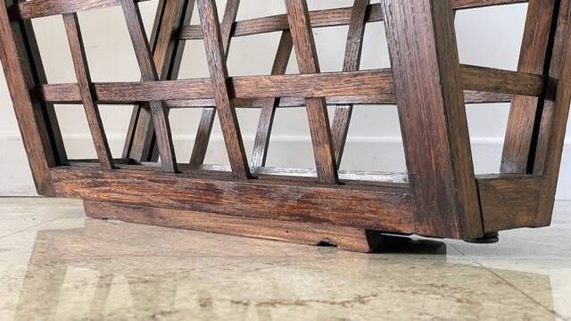 Vintage woven oak magazine rack