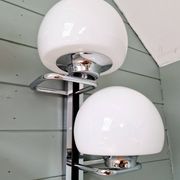 Pair of wall lights, G. Sciolari, in chrome metal and white opaline, 1970s