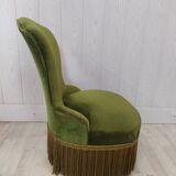 Green velvet toad armchair