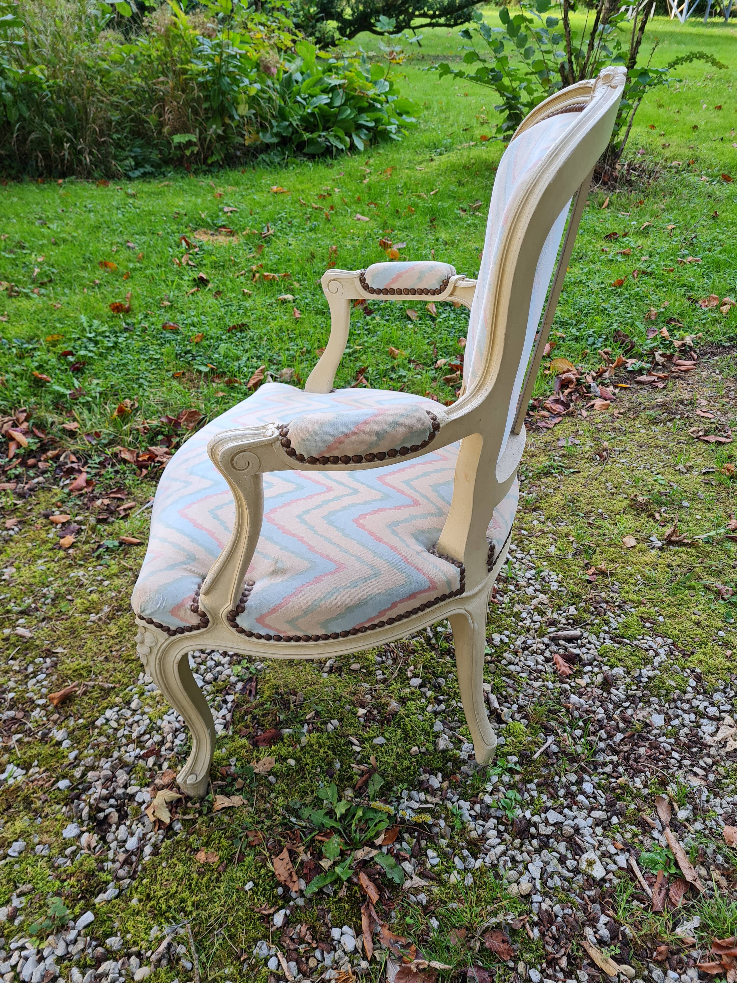 Pair of Louis XV style lacquered armchairs