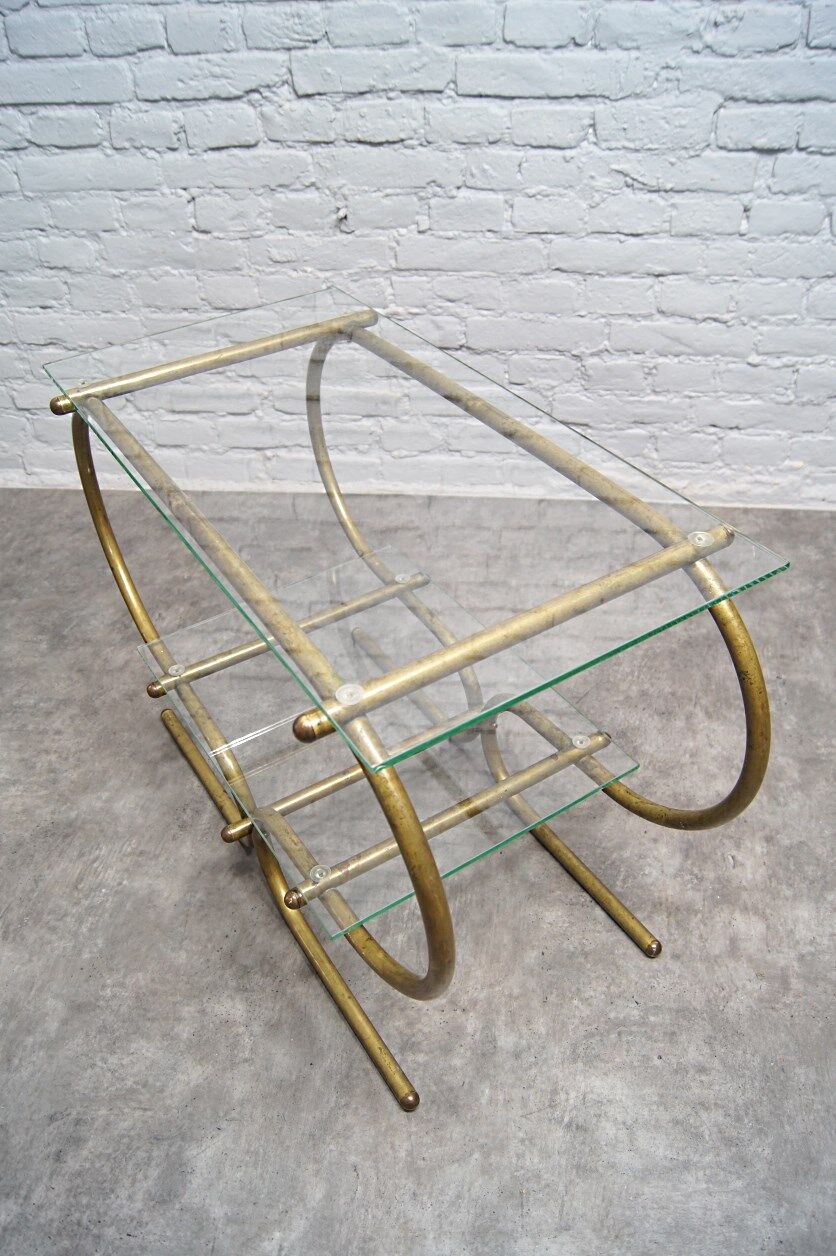 Bauhaus Tubular Brass Side Table, 1930s