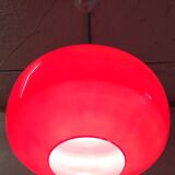 Vintage red glass pendant light from the 70s