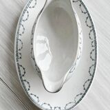 Gravy boat on earthenware frame Digoin Sarreguemines Faust.