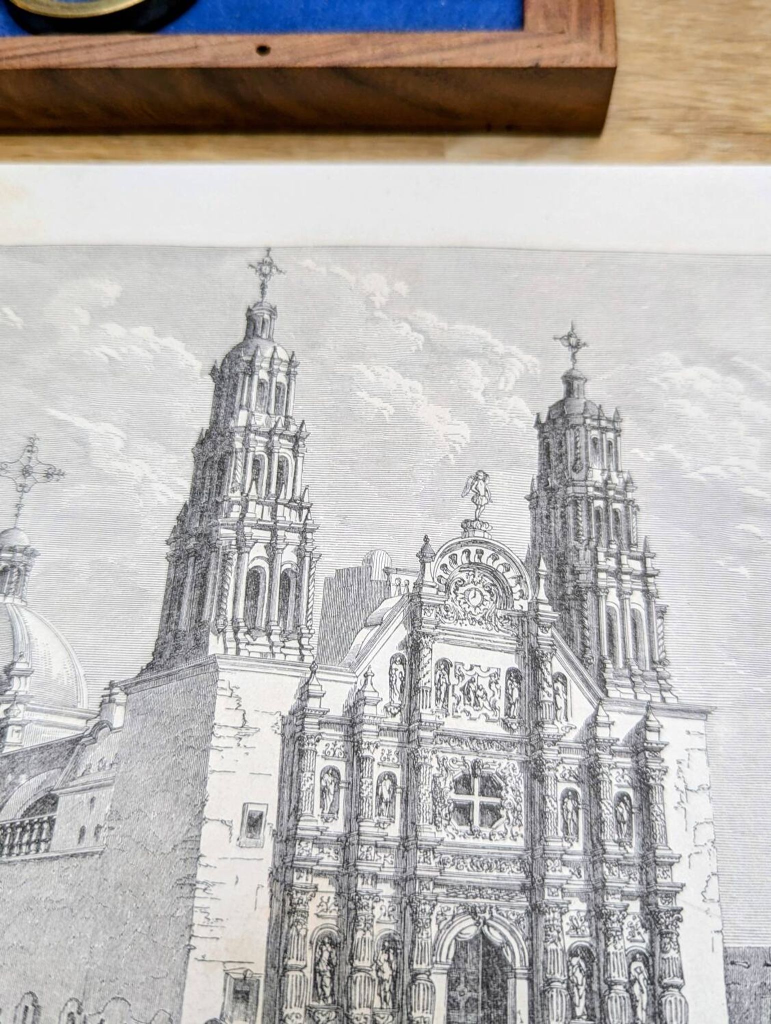 Cathedral of Chihuahua, Mexico. Printed illustration from 1861.