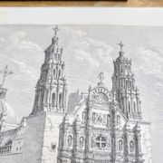 Cathedral of Chihuahua, Mexico. Printed illustration from 1861.