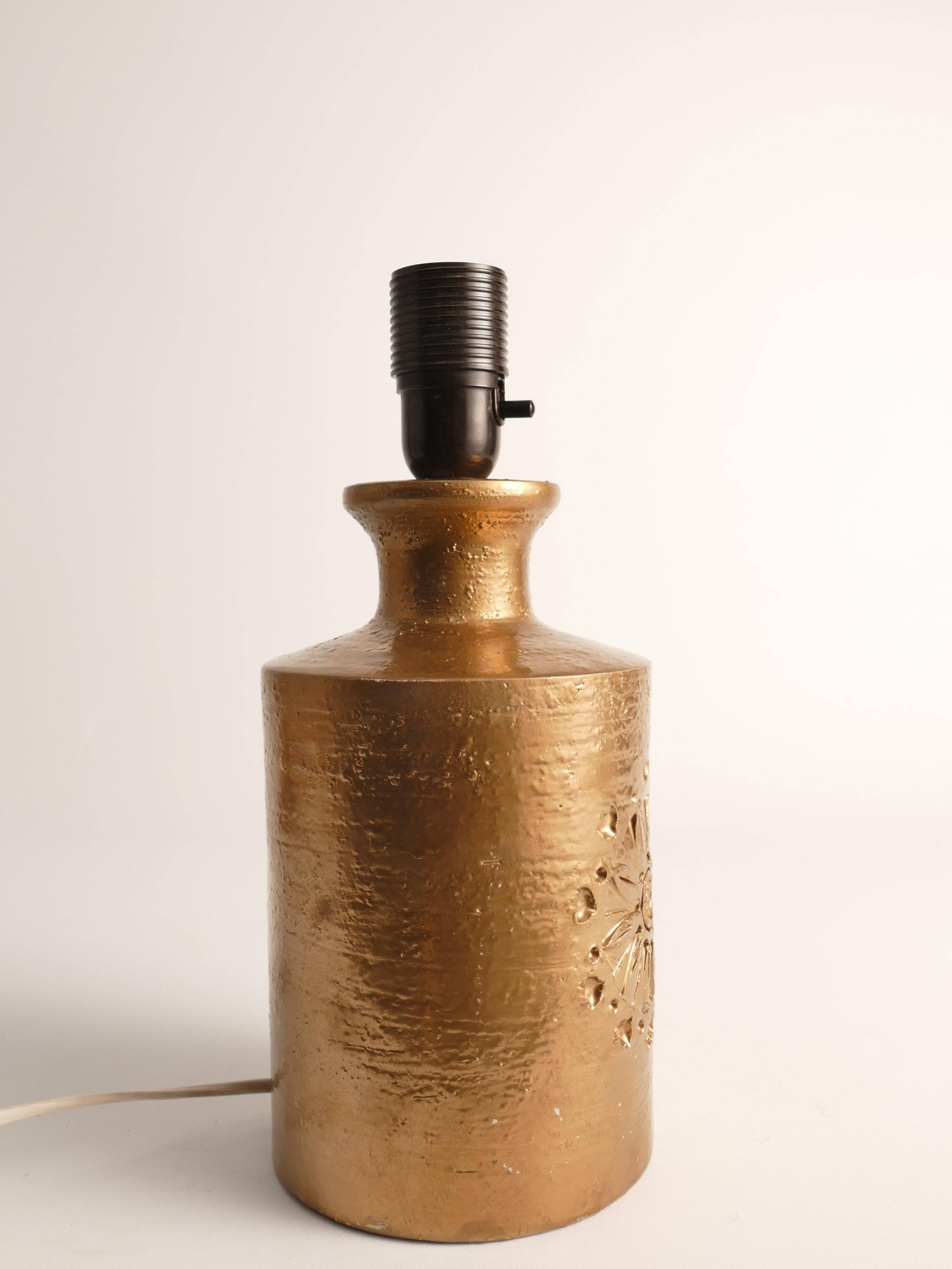 Gold Glazed Ceramic Table Lamp by Bitossi for Bergboms, 1970's