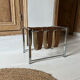 Vintage chrome steel and leather magazine rack – 1970s
