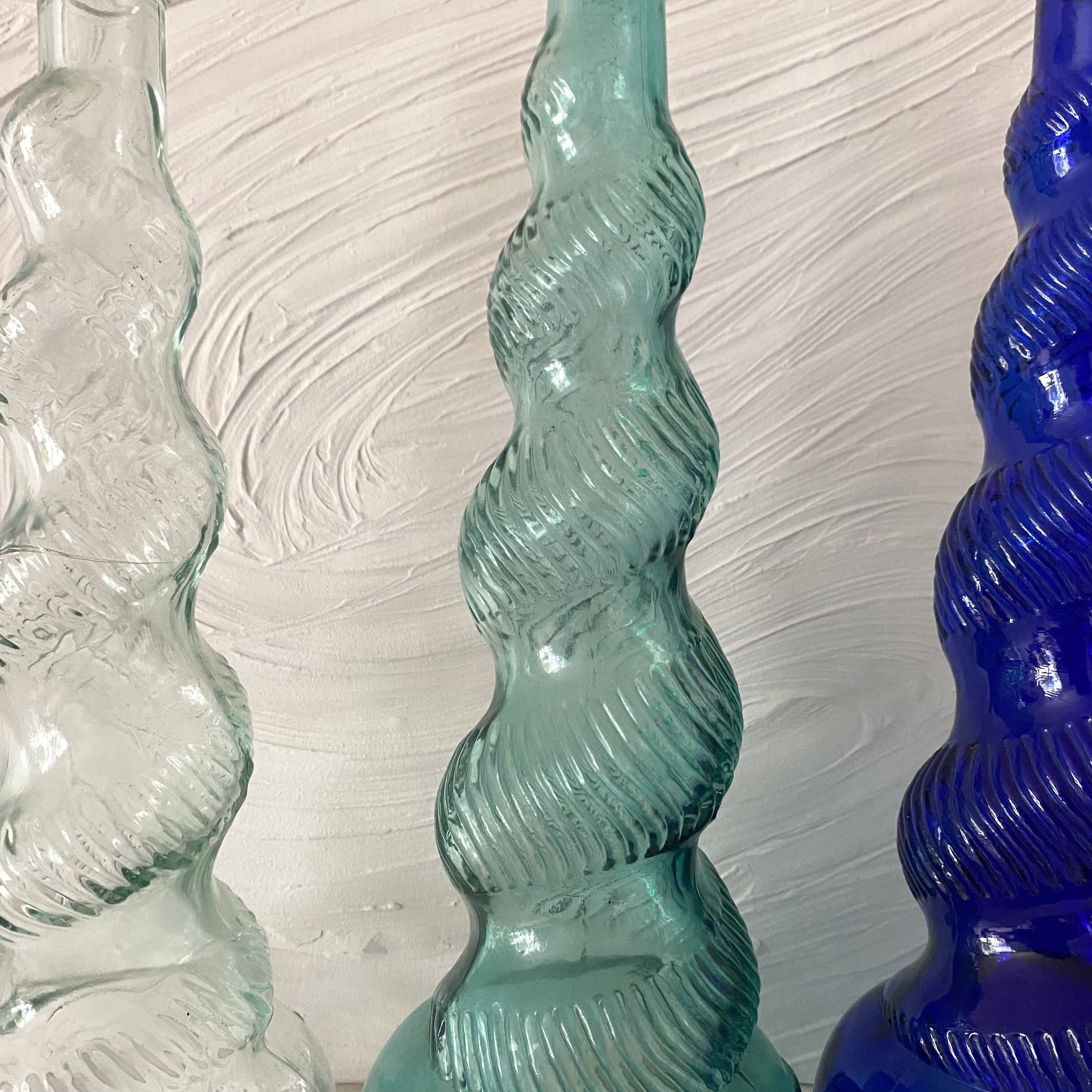 Vintage twisted Italian Empoli bottles