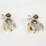 Set (2) of 1970s petite brass & glass wall lights by Sische
