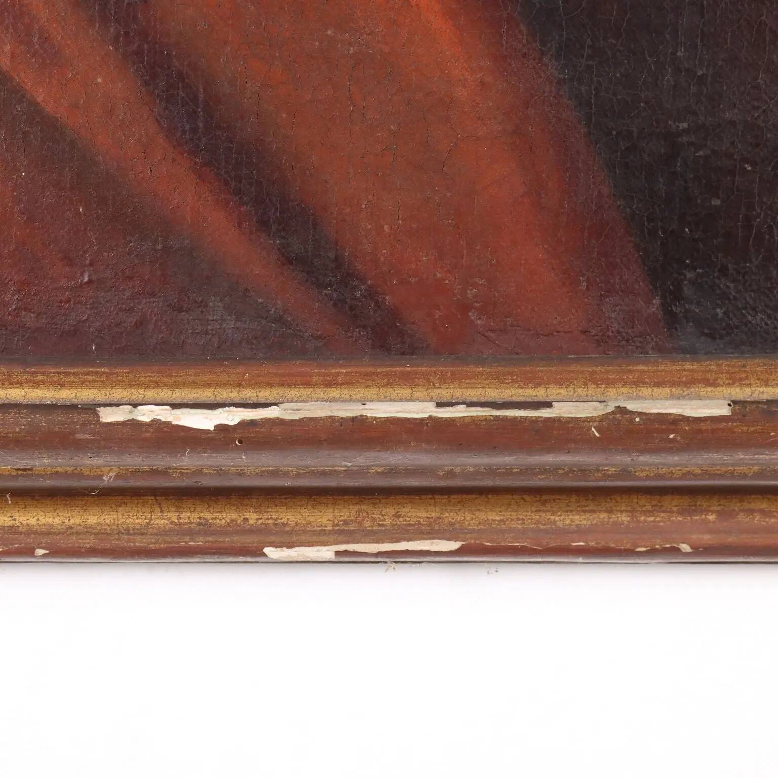 Ancient painting with a religious subject, oil on canvas, 17th century.