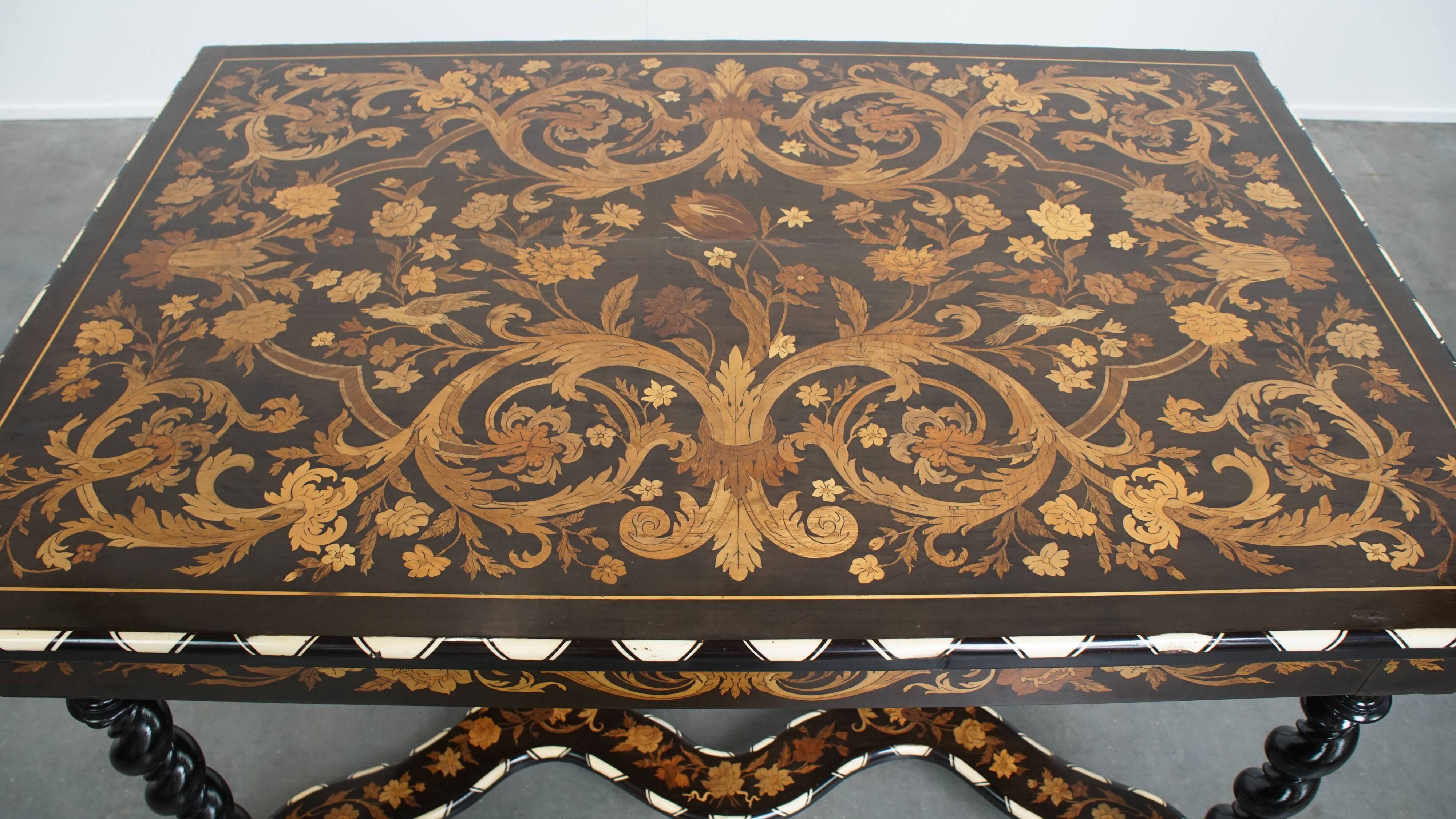 Antique 19th-Century Dutch Marquetry Table