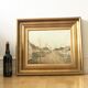 Vintage European Village Original Oil Painting with Cottages, circa 1940
