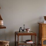 Modern Danish service table with turned spool legs and coloured tiles, 1950s.