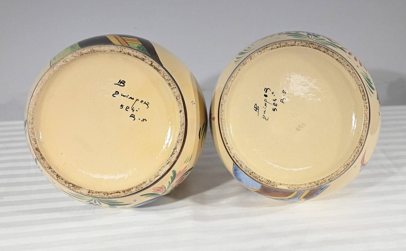 Pair of Earthenware Vases, Henriot Quimper – Mid 20th Century