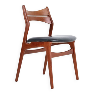 ACO Møbler / Erik Buck “310” teak chair / black leather / mid-century Danish modern design / 1960s / Buch