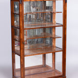 Biedermeier display cabinet, walnut, solid spruce, 1830s, czechia