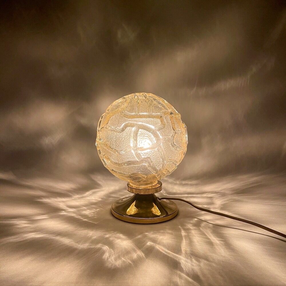 Glass and brass globe lamp Wortmann & Filz 60s