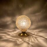 Glass and brass globe lamp Wortmann & Filz 60s