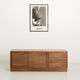 Oiled walnut TV stand equipped with 2 sliding doors and 3 drawers