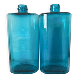 Turquoise glass bottles 36 cm, Fougère glassworks