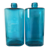 Bouteilles en verre turquoise 36 cm , verrerie de Fougère