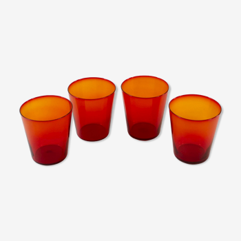 Set of 4 glasses, translucent oranges - vintage 1970