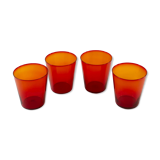 Set of 4 glasses, translucent oranges - vintage 1970