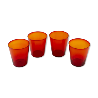 Set of 4 glasses, translucent oranges - vintage 1970