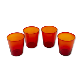 Set de 4 verres, oranges translucides vintage 1970