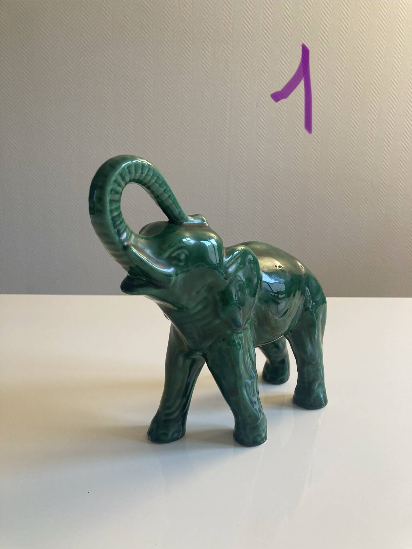 Pair of marbled faience elephants from Saint Clément