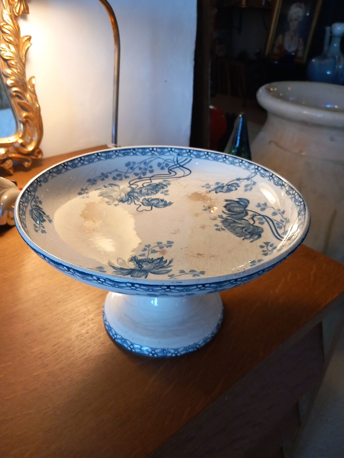 Iron earth compote bowl Sarreguemines