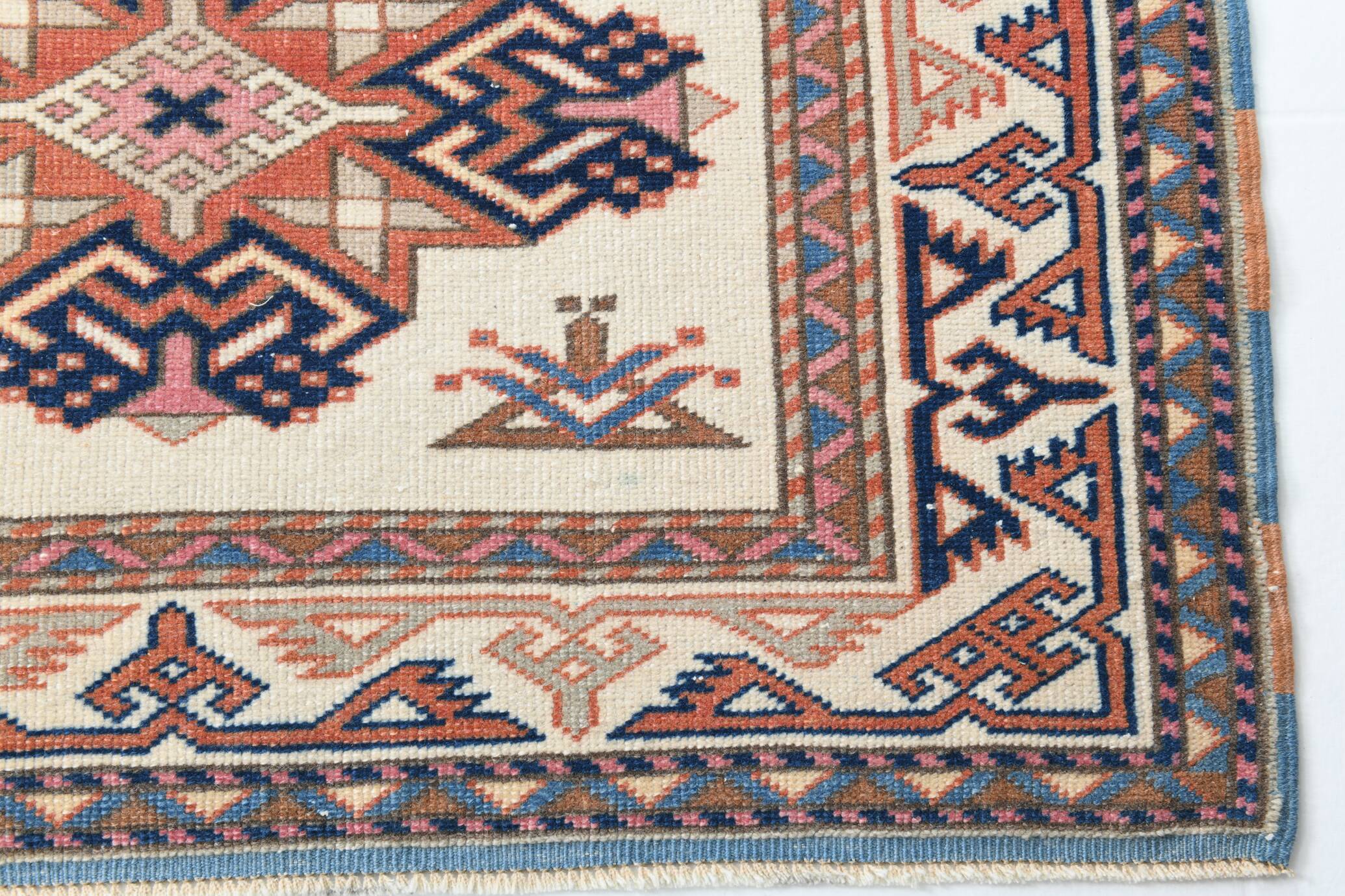 3x10 Navy Blue & Cream Persian Runner Rug, 98x321Cm