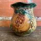Vintage 1970s Beige Ceramic Vase with Painted Decoration