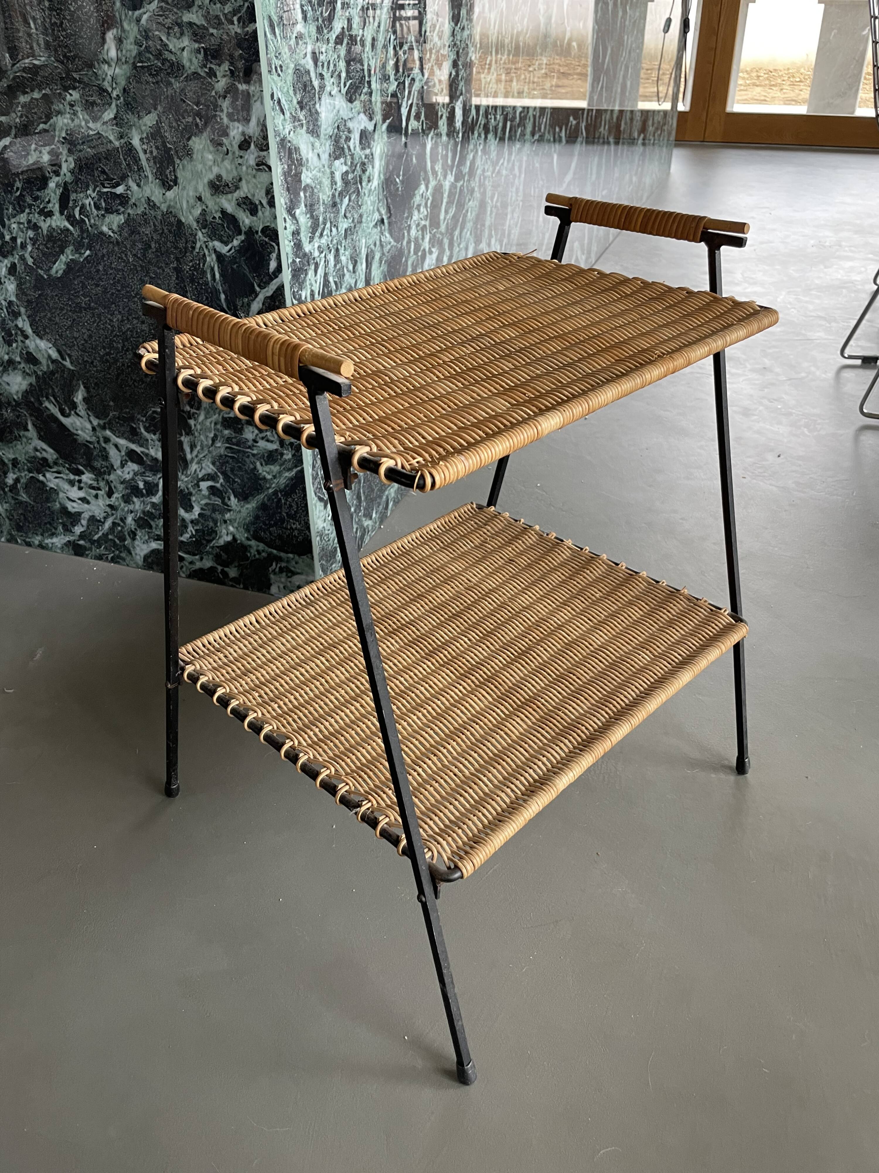 Raoul Guys metal wicker serving trolley