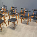 Mid-century Belgian dining chairs, set of 10, 1960s