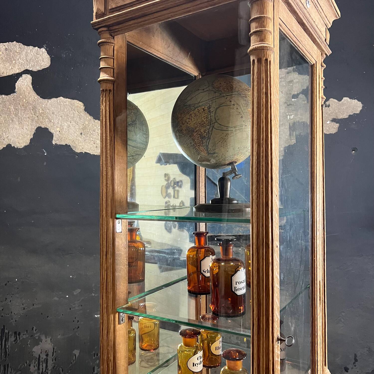 1920 oak museum display case