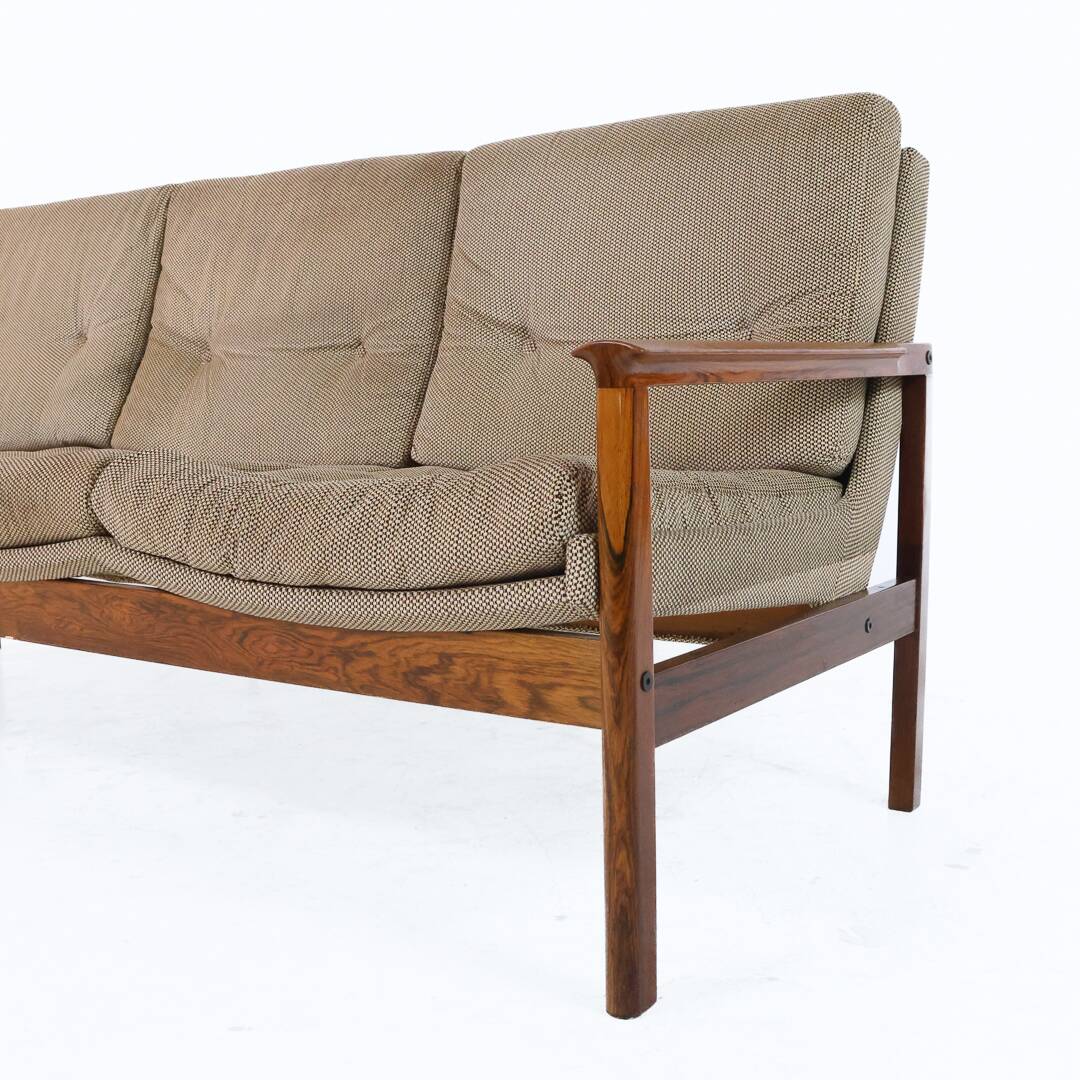 Canapé trois places vintage en palissandre 1960