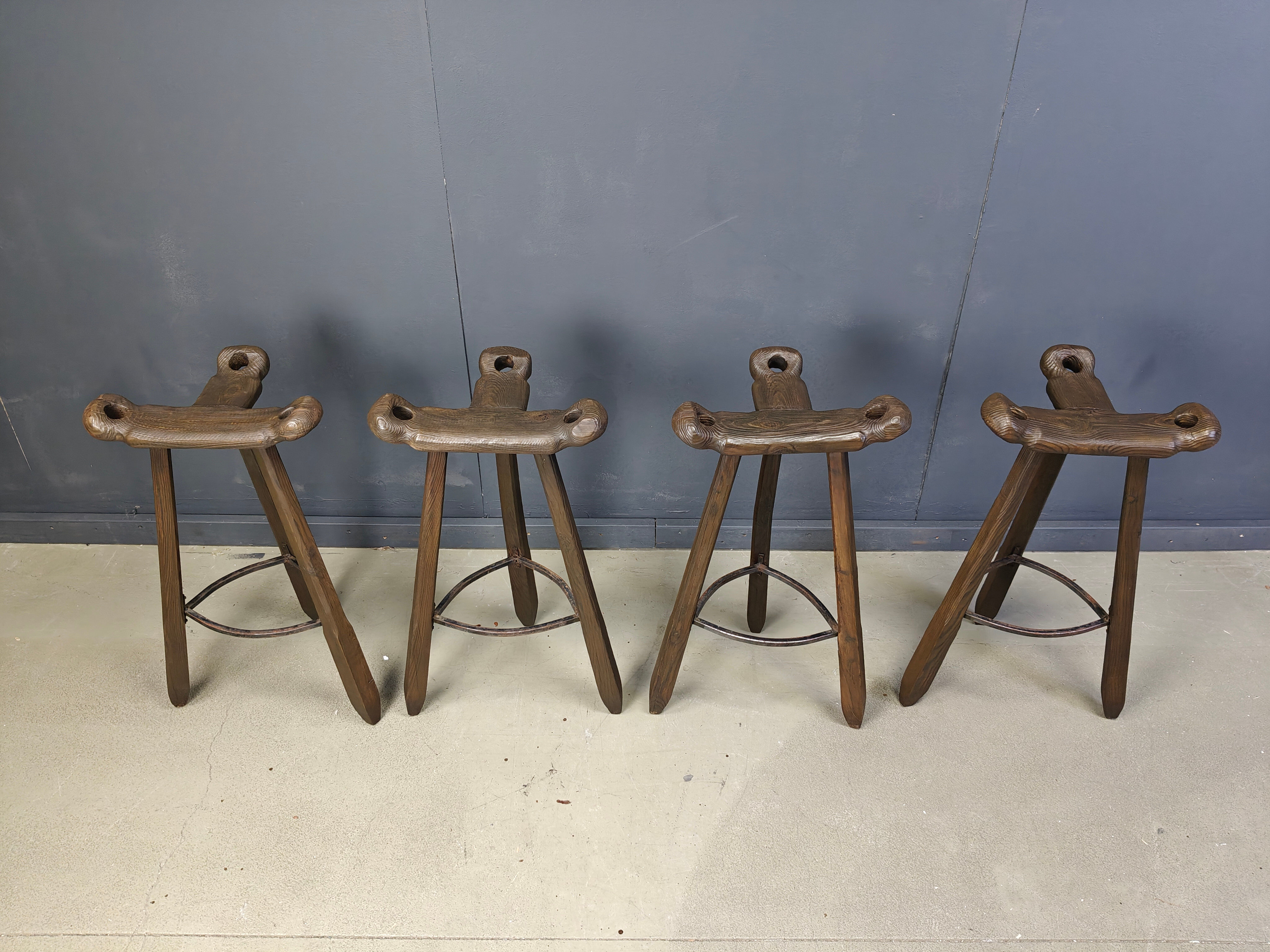 Mid-century brutalist bar stools - set of 4, 1960s